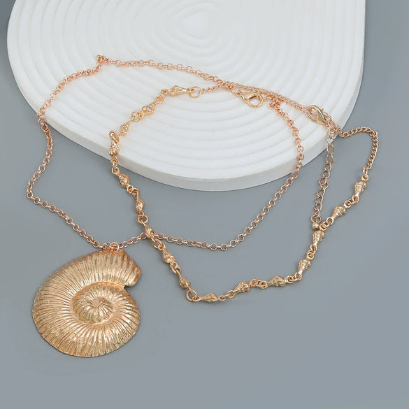 Wholesale Alloy Conch Necklace Two Piece Women's Fashion Exaggerated Snake Bone Chain Geometric Electroplated Accessories