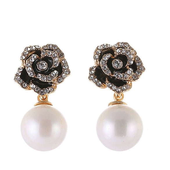 Wholesale Alloy Constellation Diamond Inlaid Zircon Bow Pearl Earrings