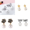 Wholesale Alloy Constellation Diamond Inlaid Zircon Bow Pearl Earrings