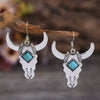 Wholesale Alloy Cow Head Turquoise Earrings With Bohemia Style And Animal Pattern Electroplated