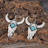 Wholesale Alloy Cow Head Turquoise Earrings With Bohemia Style And Animal Pattern Electroplated