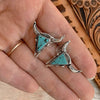 Wholesale Alloy Cow Head Turquoise Earrings With Bohemia Style And Animal Pattern Electroplated