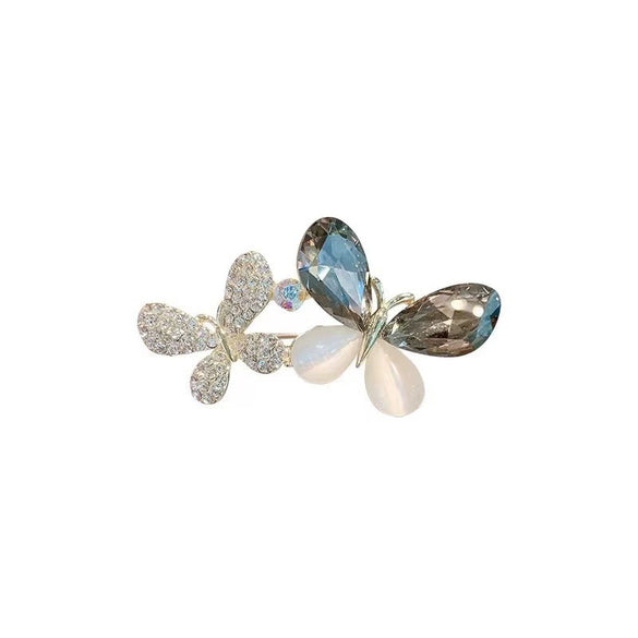 Wholesale Alloy Crystal Diamond Butterfly Brooch With Leaf Pattern Electroplated For Women