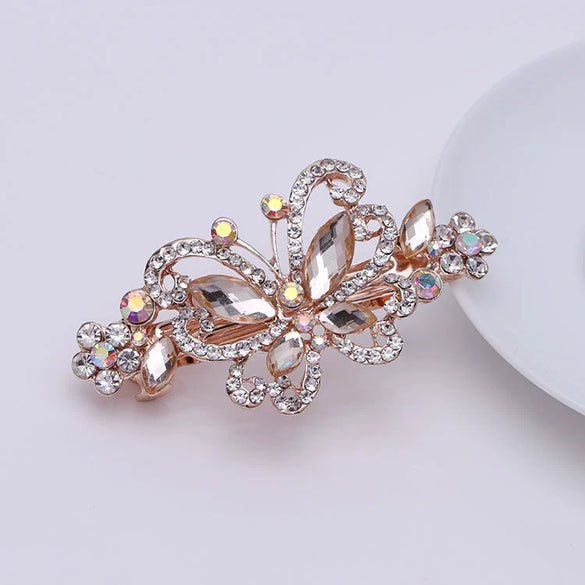 Wholesale Alloy Crystal Diamond Butterfly Hairpin Jewelry For Ladies With Electroplating
