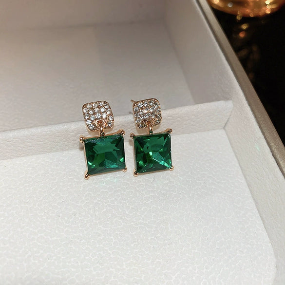 Wholesale Alloy Crystal Earrings With Diamondencrusted Geometric Pattern And Electroplating For Women