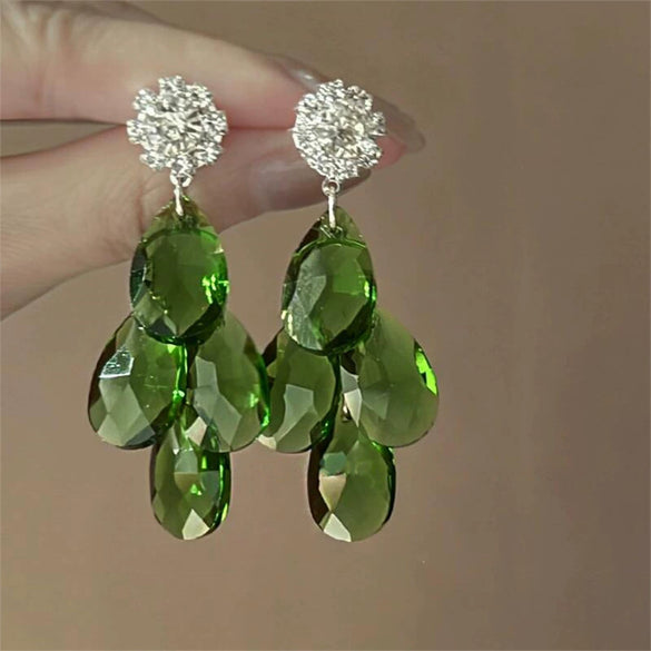 Wholesale Alloy Crystal Earrings With Diamondencrusted Geometric Pattern And Electroplating For Women