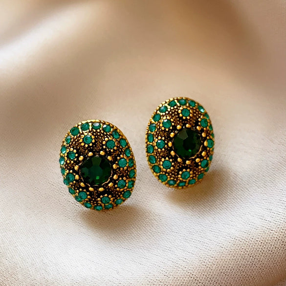 Wholesale Alloy Crystal Earrings With Diamondencrusted Geometric Pattern And Electroplating For Women