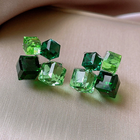 Wholesale Alloy Crystal Earrings With Diamondencrusted Geometric Pattern And Electroplating For Women