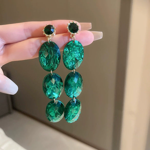 Wholesale Alloy Crystal Earrings With Diamondencrusted Geometric Pattern And Electroplating For Women