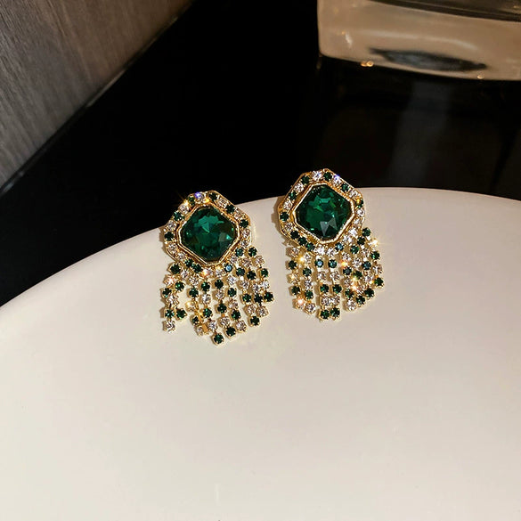Wholesale Alloy Crystal Earrings With Diamondencrusted Geometric Pattern And Electroplating For Women