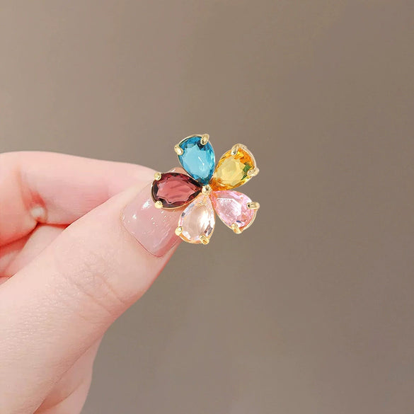 Wholesale Alloy Crystal Flower Antiglare Brooch Buckle Electroplating For Women
