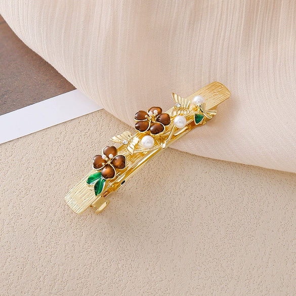 Wholesale Alloy Crystal Flower Spring Clip Hair Accessories For Women With Electroplating Treatment