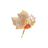 Wholesale Alloy Crystal Retro Hollow Maple Leaf Flower Brooch For Women With Electroplating