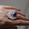 Wholesale Alloy Crystal Ring With Carved Flower And Geometric Pattern For Women