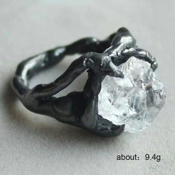 Wholesale Alloy Crystal Ring With Geometric Design Exaggerated Hip Hop Style For Women