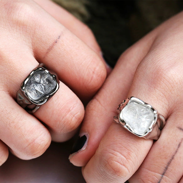 Wholesale Alloy Crystal Ring With Geometric Design Exaggerated Hip Hop Style For Women