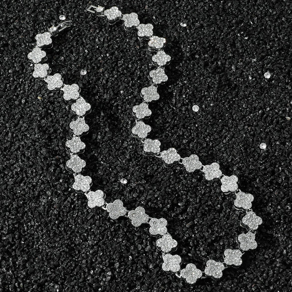 Wholesale Alloy Cuban Chain Hip Hop Style Geometric Full Diamond Stitching Necklace