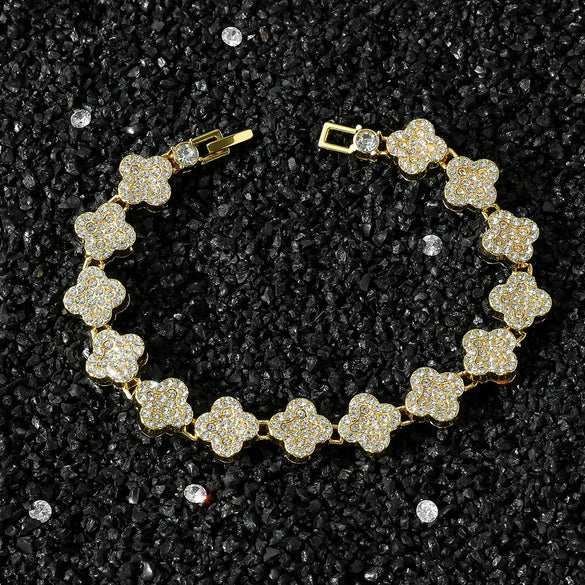 Wholesale Alloy Cuban Chain Hip Hop Style Geometric Full Diamond Stitching Necklace