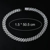 Wholesale Alloy Cuban Chain Necklace Hiphop Style Geometric Pattern Diamond Accented For Men