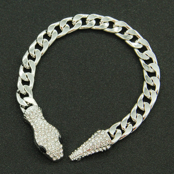 Wholesale Alloy Cuban Chain Necklace With Geometric Pattern And Snake Head Magnetic Buckle For Women Light Luxury Design With Diamond Treatment