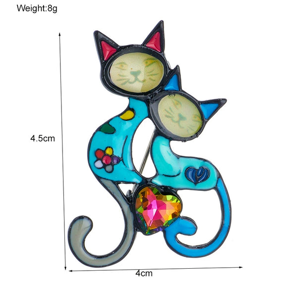 Wholesale Alloy Cute Cartoon Painted Oil Enamel Animal Cat Brooch With Dripping Oil Process For Women