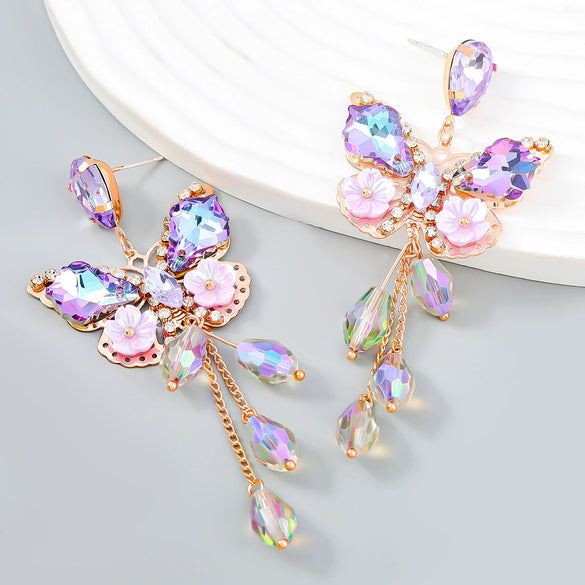 Wholesale Alloy Diamond Animals Zodiac Style Long Tassel Earrings For Women