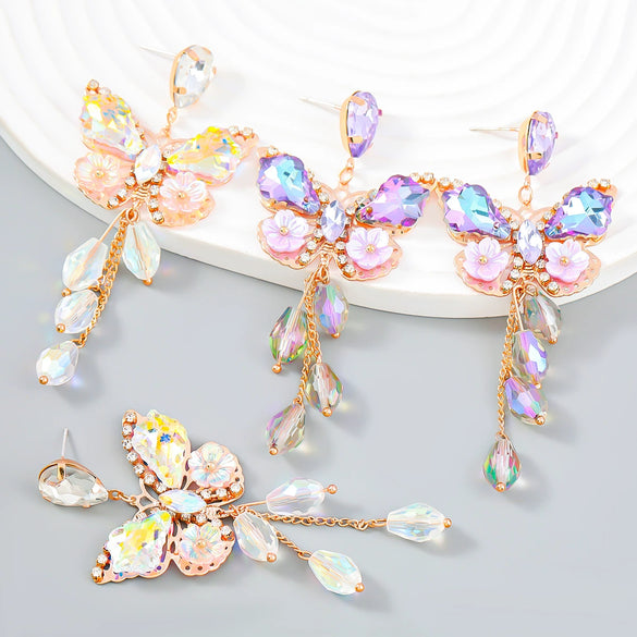 Wholesale Alloy Diamond Animals Zodiac Style Long Tassel Earrings For Women