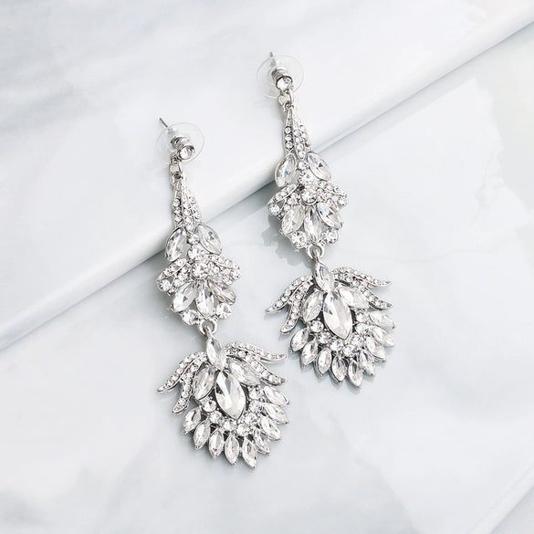 Wholesale Alloy Diamond Earrings Exaggerated Retro Style Electroplated For Women