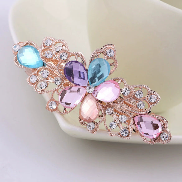 Wholesale Alloy Diamond Rhinestone Hairpin Horsetail Horizontal Clip For Women