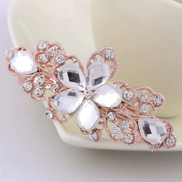 Wholesale Alloy Diamond Rhinestone Hairpin Horsetail Horizontal Clip For Women