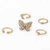 Wholesale Alloy Diamondencrusted Butterfly Index Finger Ring Set With Golden Star And Moon Combination Open Ring Electroplated For Women Geometric Pattern