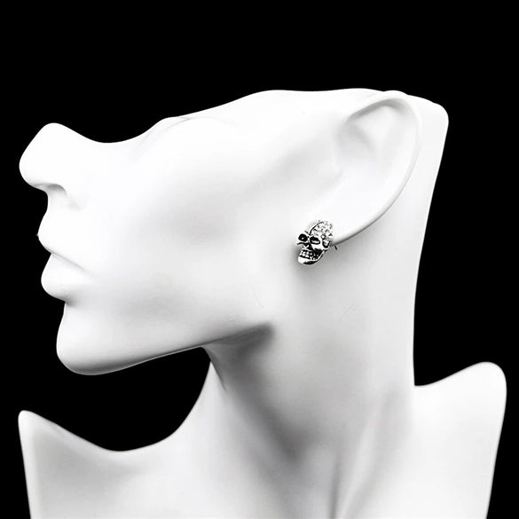 Wholesale Alloy Diamondencrusted Geometric Skull Earrings