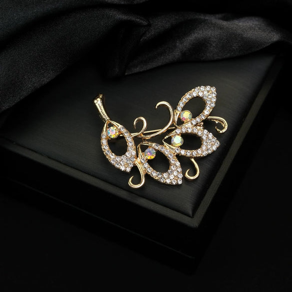 Wholesale Alloy Diamondencrusted Vintage Bow Brooch With Electroplating For Women's Clothing Accessories