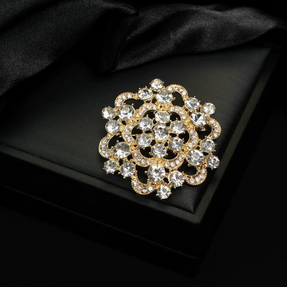 Wholesale Alloy Diamondencrusted Vintage Bow Brooch With Electroplating For Women's Clothing Accessories