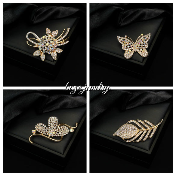 Wholesale Alloy Diamondencrusted Vintage Bow Brooch With Electroplating For Women's Clothing Accessories