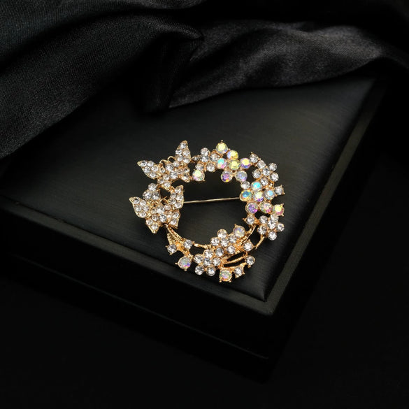 Wholesale Alloy Diamondencrusted Vintage Bow Brooch With Electroplating For Women's Clothing Accessories