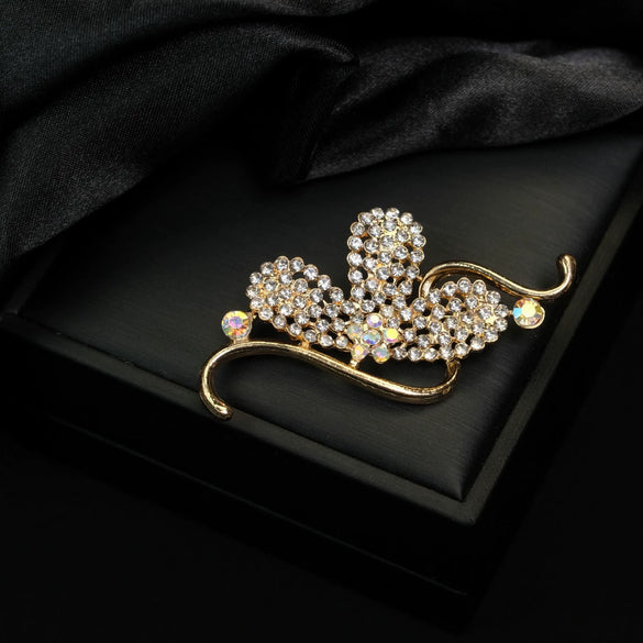 Wholesale Alloy Diamondencrusted Vintage Bow Brooch With Electroplating For Women's Clothing Accessories