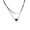 Wholesale Alloy Double Layer Heart Shape Clavicle Chain Necklace For Women Electroplated Cold Style Light Luxury Niche Design