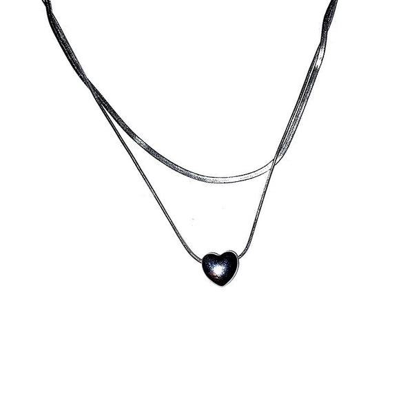 Wholesale Alloy Double Layer Heart Shape Clavicle Chain Necklace For Women Electroplated Cold Style Light Luxury Niche Design