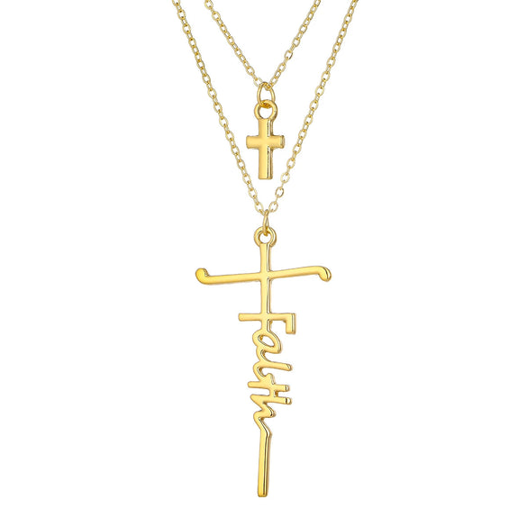 Wholesale Alloy Doublelayer Choker Ochain Women's Personality Geometric Cross Pendant Necklace With Electroplating