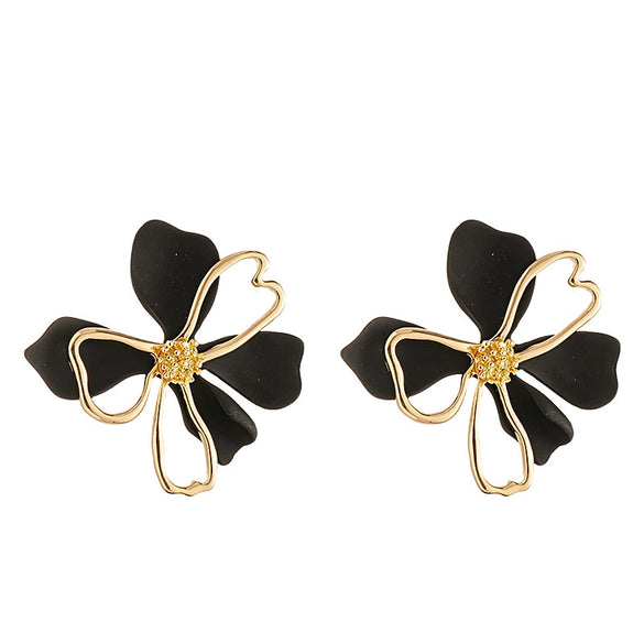 Wholesale Alloy Doublelayer Flower Petal Electroplated Women's Earrings Simple Style