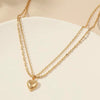 Wholesale Alloy Doublelayer Heart Clavicle Chain With Peach Heart Pendant Necklace For Women