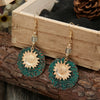 Wholesale Alloy Doublelayer Sunflower Pattern Earrings Retro Bohemian Style Electroplated For Women