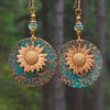 Wholesale Alloy Doublelayer Sunflower Pattern Earrings Retro Bohemian Style Electroplated For Women