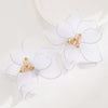 Wholesale Alloy Doublelayer Textile Fabric Microinlay Threedimensional Flower Earrings For Women
