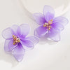 Wholesale Alloy Doublelayer Textile Fabric Microinlay Threedimensional Flower Earrings For Women