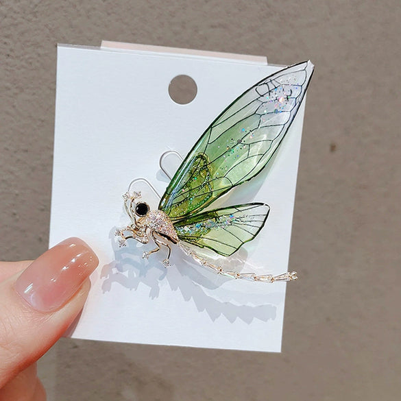 Wholesale Alloy Dragonfly Brooch With Flower Pattern Natural Style Electroplated Women's Jewelry