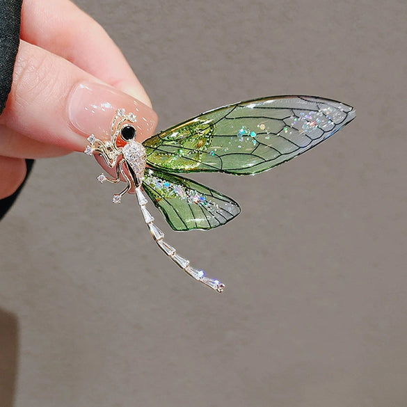 Wholesale Alloy Dragonfly Brooch With Flower Pattern Natural Style Electroplated Women's Jewelry