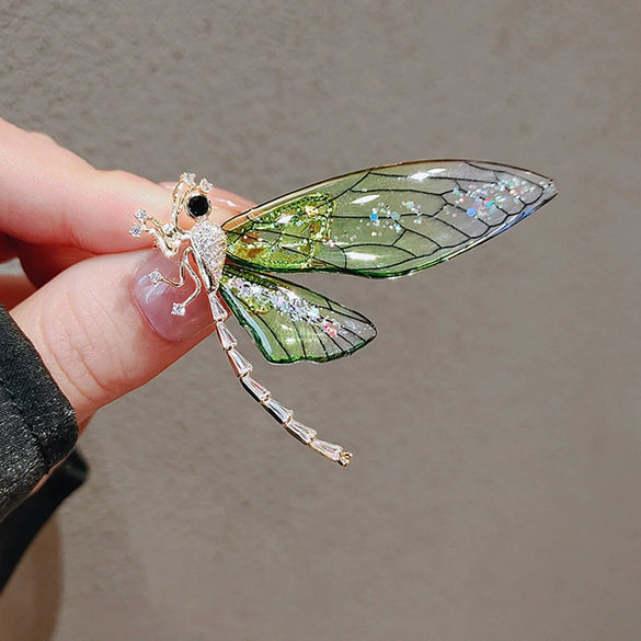 Wholesale Alloy Dragonfly Brooch With Flower Pattern Natural Style Electroplated Women's Jewelry