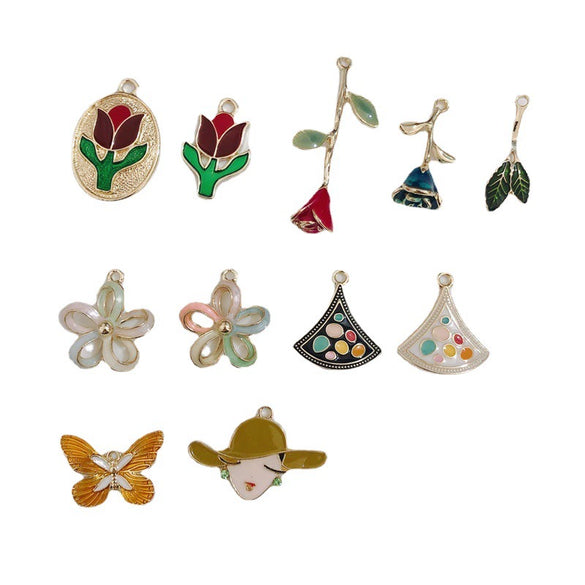 Wholesale Alloy Dripping Oil Butterfly Hollow Flower Three Dimensional Rose Earrings Jewelry Accessories